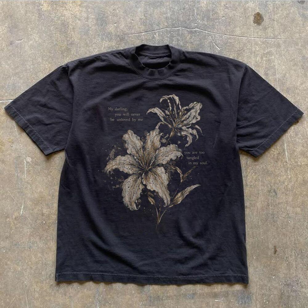 Atticus Poetry My Darling Tangled in My Soul Lily Flower Romantic Quote Tee